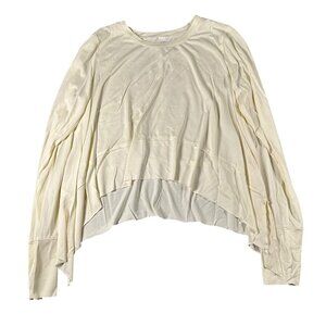Ododos Womens L Asymmetrical Hem Long Sleeve Cream Top Soft Modal Polyester‎